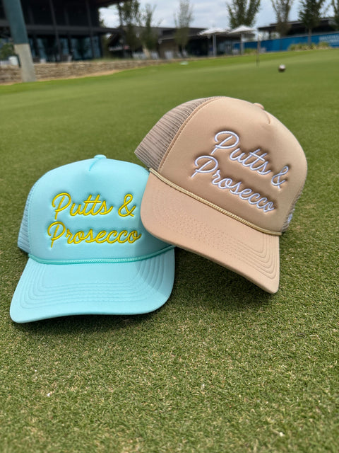 Putts & Prosecco Trucker Hat - blue